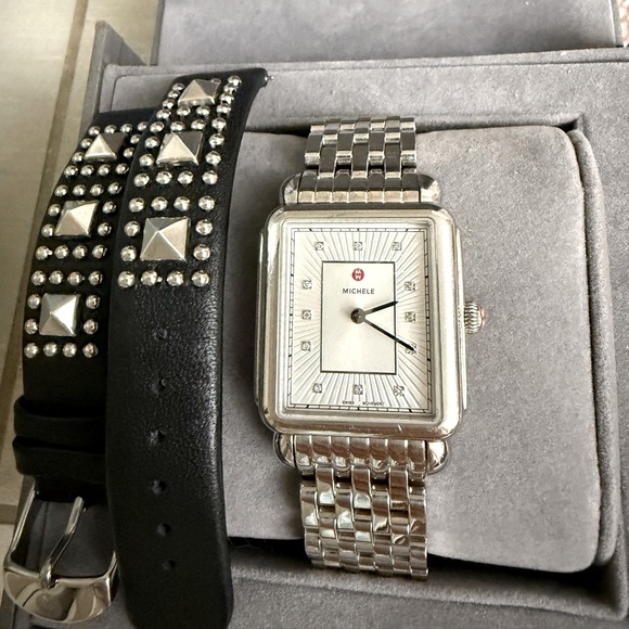 MICHELE Jewelry - Michele Deco ll Diamond Dial Luxury Watch with 2 Bands